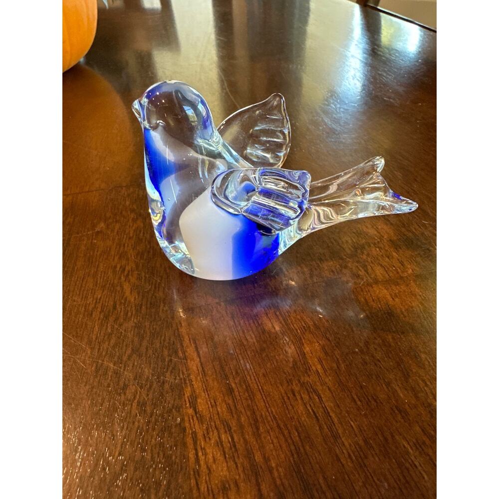 Glass clear and cobalt blue bird